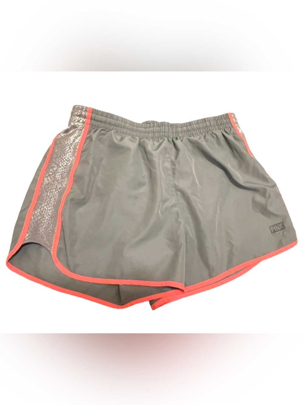 PINK Victoria's Secret Running Shorts Gray Coral Trim M
